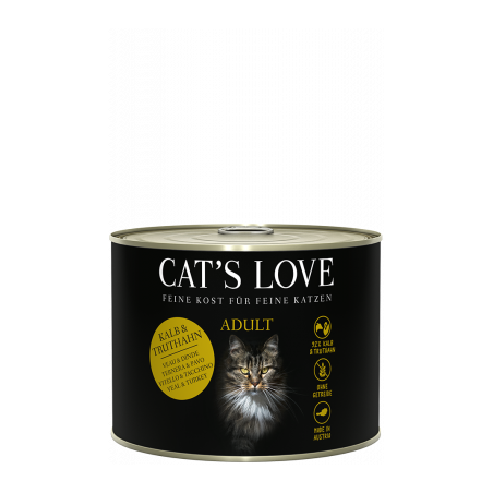Cat's Love 200gr  Vitello e Tacchino in gelatina naturale con Erba Gatta Gluten Free