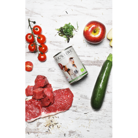 Dog's Love 800gr Manzo riso mela zucchina Biologico Gluten Free per cani
