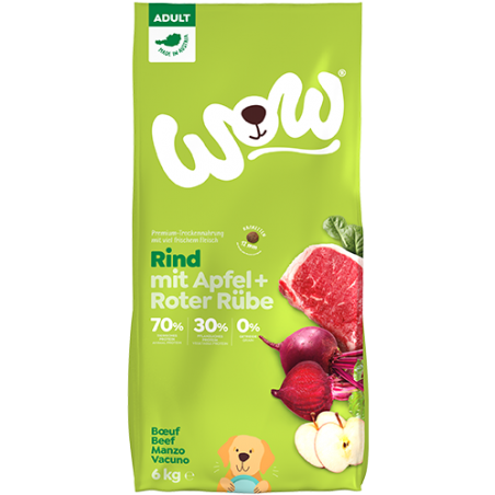 wow crocchette al manzo per cani grain free