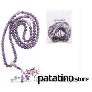 Japa Mala Tibetano Ametista e Quarzo Bianco